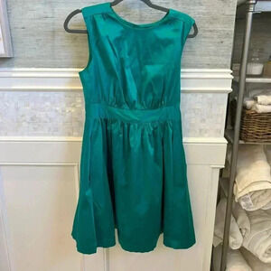 Emily and fin emerald green dress ModCloth retro pockets medium too much fun